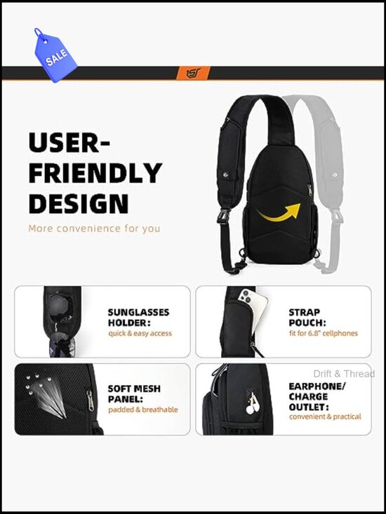 RFID Crossbody Sling Backpack Travel Hiking Daypack Water Resistant